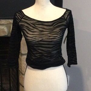 Free People Sheer Black Bodysuit Size Small